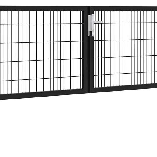 Hillfence metalen dubbele poort Premium-line inclusief slot 300 x 100 cm zwart
