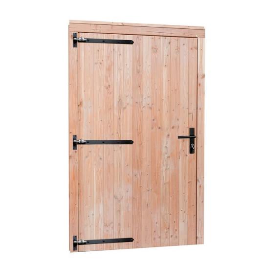 Douglas enkele deur extra breed met zwart beslag, linksdraaiend, 119 x 209 cm, kleurloos geïmpregnee