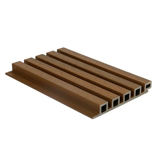 NewTechWood HKC co-extrusie wand bekleding castellation 25 profiel, 2,5 x 19,6 x 290 cm, Teak.