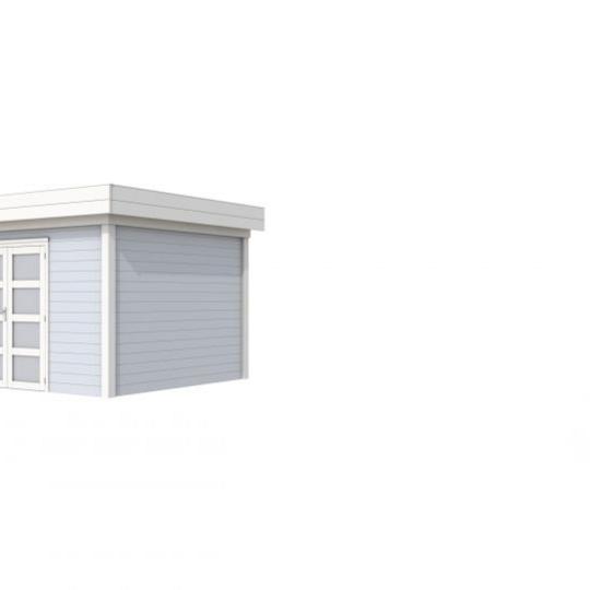 Vuren Topvision Parelhoen, 400 x 300 cm, wanden lichtgrijs en basis wit.