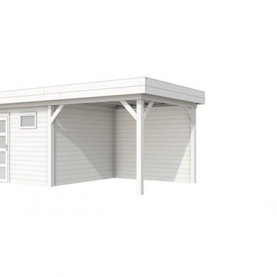 Vuren Topvision Tapuit, 300 x 300 en luifel 300 cm, wit gespoten.