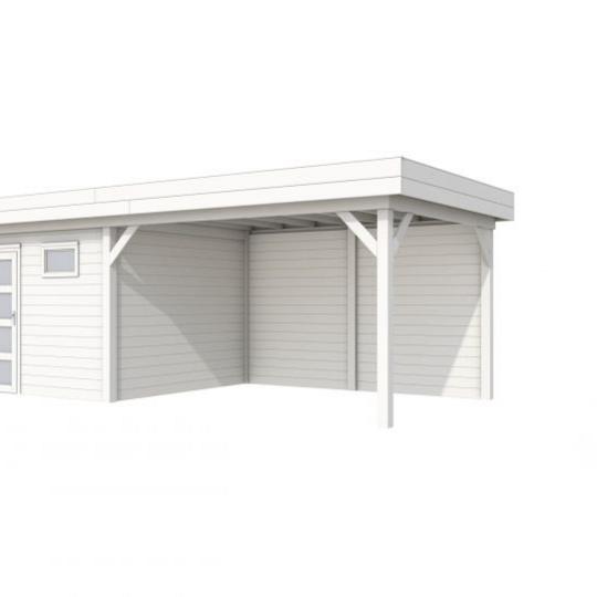 Vuren Topvision Tapuit, 300 x 300 en luifel 400 cm, wit gespoten.