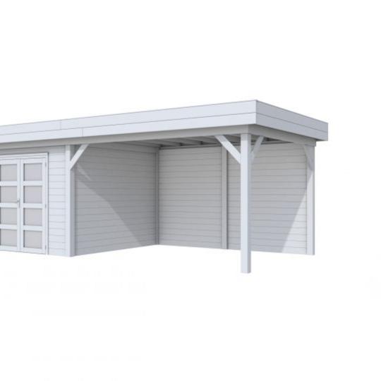 Vuren Topvision Bosuil, 300 x 300 en luifel 400 cm, lichtgrijs gespoten.