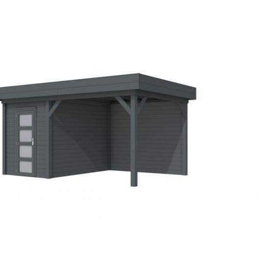 Vuren Topvision Kiekendief, 200 x 300 en luifel 300 cm, antraciet gespoten.