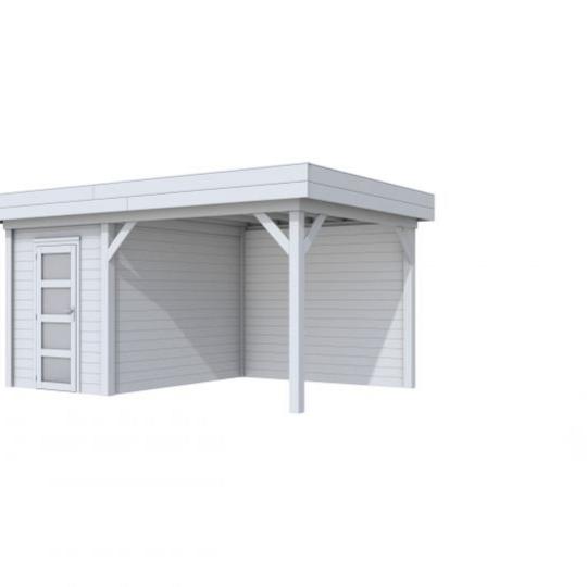 Vuren Topvision Kiekendief, 200 x 300 en luifel 300 cm, lichtgrijs gespoten.