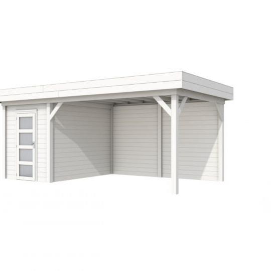 Vuren Topvision Kiekendief, 200 x 300 en luifel 400 cm, wit gespoten.