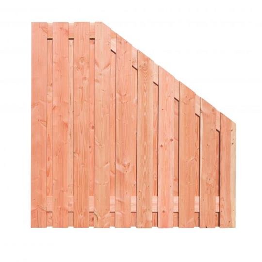 Douglas geschaafd plankenscherm 21-planks 16 mm, 180 x 180-90 cm t.b.v. betonsysteem, recht aflopend
