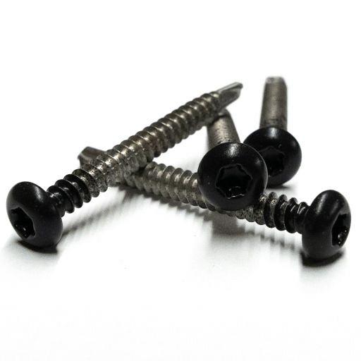 RVS schroef met gekleurde top voor NewTechWood Castellation PRO, set a 50 stuks incl. bit, Ebony Zwa