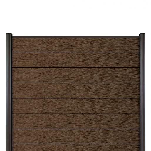 Elephant schutting Modular Evo houtcomposiet FSC 180x180 cm – Natural Dark Brown met zwarte profiele