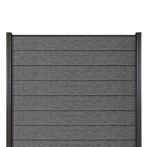 Elephant schutting Modular Evo houtcomposiet FSC 180x180 cm – Co-ex rock grey met Antraciet Profiele