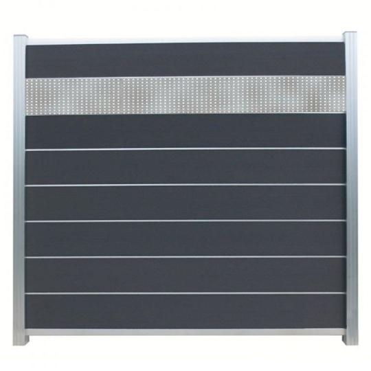 Elephant schutting Modular houtcomposiet FSC/GRS 180x180 cm antraciet – 8 planks met aluminium profi