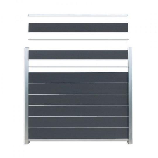 Elephant schutting Modular houtcomposiet FSC/GRS 180x180 cm antraciet – 8 planks met aluminium profi