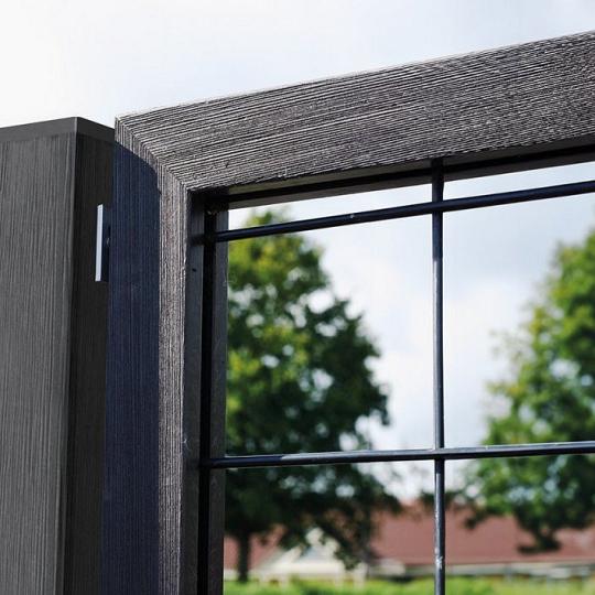 Elephant draadmat schutting houtcomposiet FSC/GRS  900x1800mm antraciet kader met zwarte draadmat