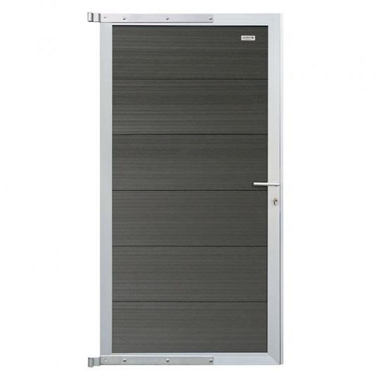 Elephant Tuindeur Forte houtcomposiet FSC/GRS 4x90x180 cm antraciet/alu – compleet met krukken, slot