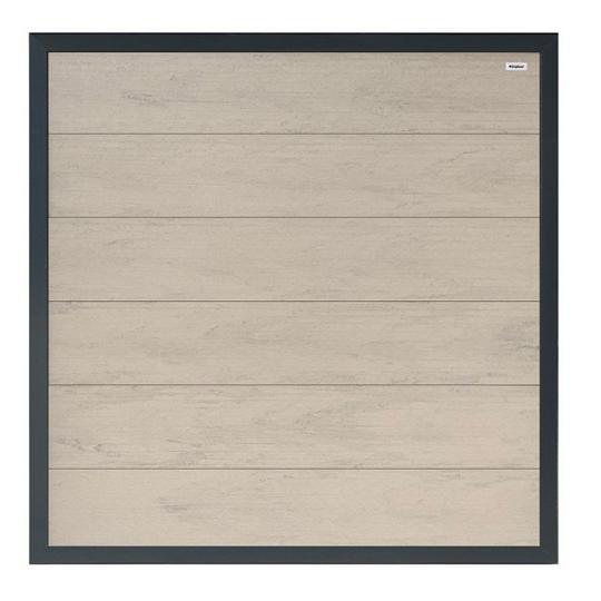 Elephant schutting Forte houtcomposiet FSC/GRS 4x180x180 cm biocolorgrijs met antraciet aluminium ka