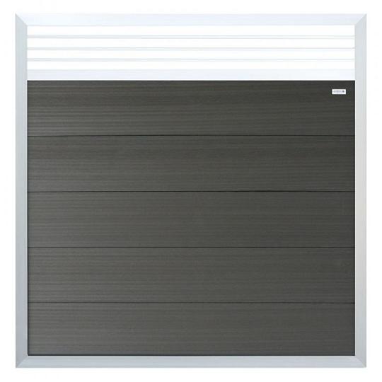 Elephant schutting Forte houtcomposiet FSC/GRS – antraciet decorelement met aluminium kader