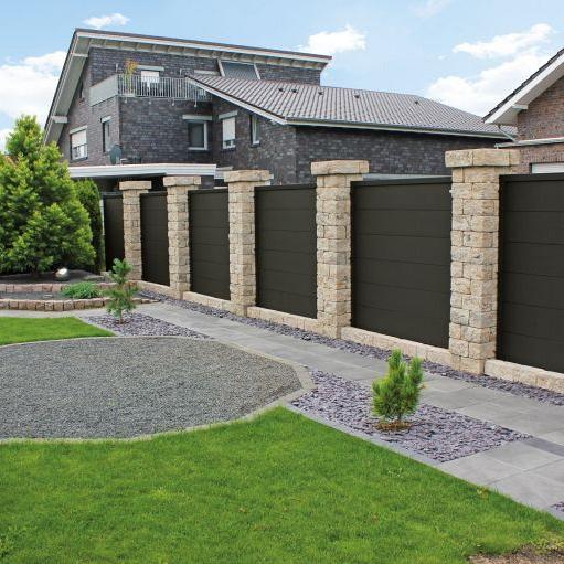 Elephant schutting Forte houtcomposiet FSC/GRS 4x180x180 cm antraciet met antraciet aluminium kader