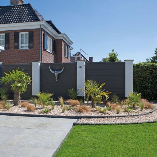 Elephant schutting Forte houtcomposiet FSC/GRS 4x180x180 cm antraciet met antraciet aluminium kader