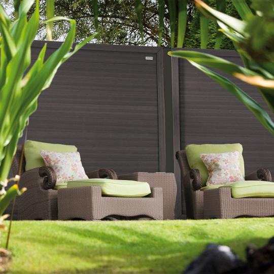 Elephant schutting Forte houtcomposiet FSC/GRS 4x180x180 cm antraciet met antraciet aluminium kader