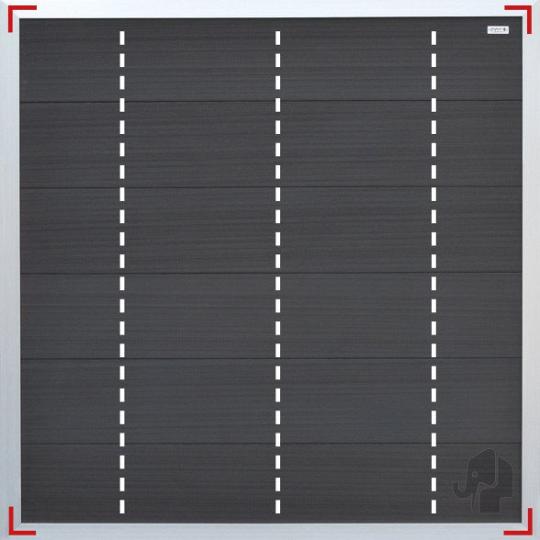 Elephant schutting Forte houtcomposiet FSC/GRS 4x180x180 cm antraciet met antraciet aluminium kader