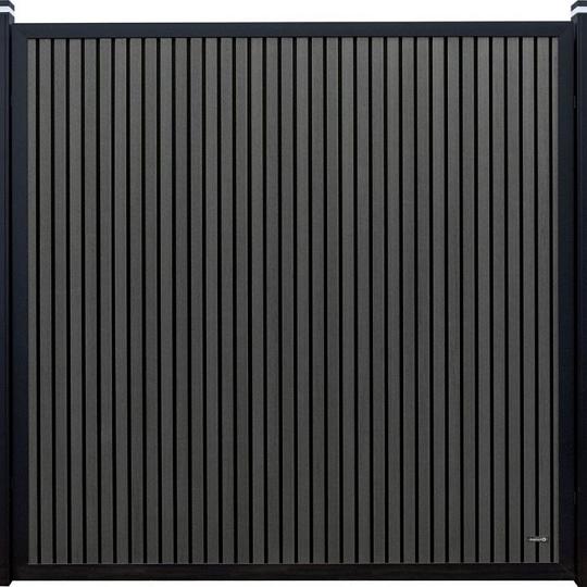 Elephant schutting Stripes houtcomposiet FSC 180x180 cm antraciet met antraciet kader