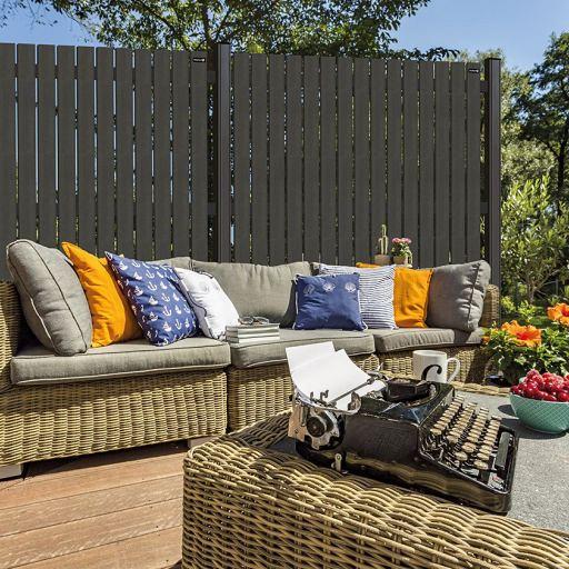 Elephant schutting Dark Line houtcomposiet FSC met aluminium – 3,1 x 180 x 180 cm – verticaal 15L – 