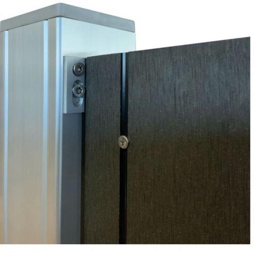 Elephant T beslagset geanodiseerd aluminium  4 stuks in blister tbv houtcomposiet schuttingen
