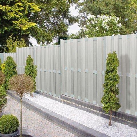 Elephant schuttingplank houtcomposiet FSC/GRS – grijs met 2 V-groeven (1,3 x 14,5 x 180 cm, 4 stuk