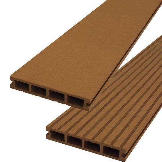 DuoWood Vlonderplank (clip) STD Houtcomposiet FSC – 2,5 × 14,6 × 300 cm – Kleur Havana – Groevenprof