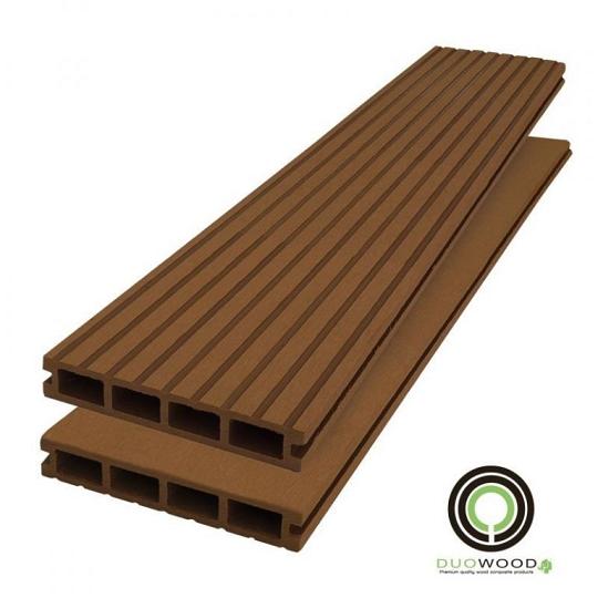 DuoWood Vlonderplank (clip) STD Houtcomposiet FSC – 2,5 × 14,6 × 300 cm – Kleur Havana – Groevenprof