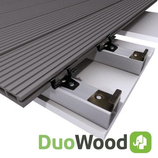 DuoWood Vlonderplank (clip) STD Houtcomposiet FSC – 2,5 × 14,6 × 500 cm – Kleur Lava – Groevenprofie