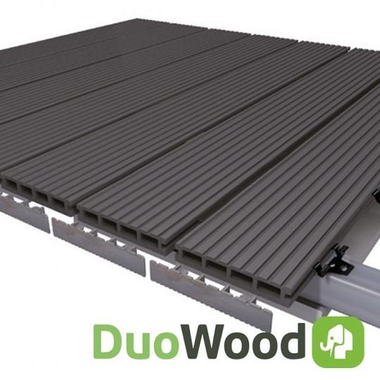 DuoWood tussenclips RVS zwart gepoedercoat  100 stuks incl schroeven+boor+bitje tbv terras
