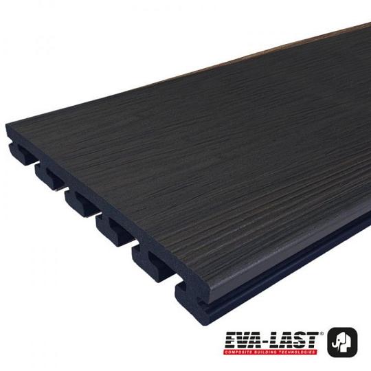Eva-Last vlonderplank (clip) houtcomposiet FSC – 2,5 × 21 × 500 cm – I-Series Nero zwart houtnerf/ge