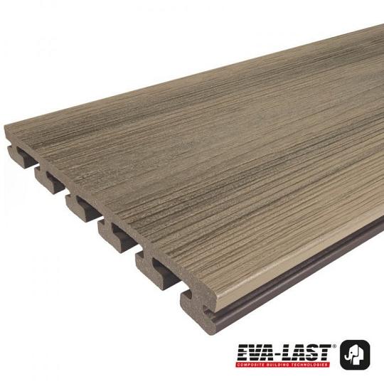 Eva-Last vlonderplank (clip) houtcomposiet FSC – 2,5 x 21 x 400 cm – I-series Eiken houtnerf / gevla