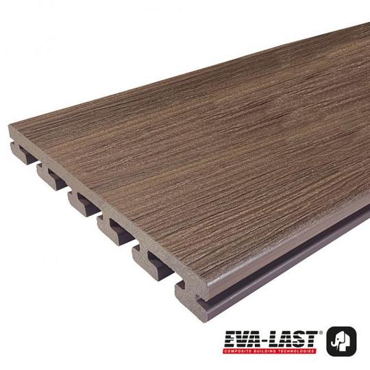 Eva-Last vlonderplank (clip) houtcomposiet FSC – 2,5 x 21 x 400 cm – I-series Ipé houtnerf / gevlamd