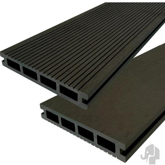 DuoWood vlonderplank Bfl houtcomposiet FSC 2,5x16x500 cm – Antraciet ribbel/vlak profi