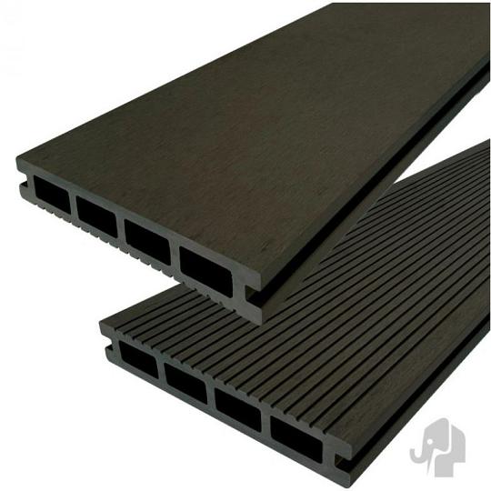 DuoWood vlonderplank Bfl houtcomposiet FSC 2,5x16x500 cm – Antraciet ribbel/vlak profi