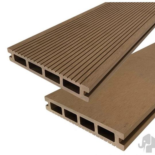 DuoWood vlonderplank Bfl houtcomposiet FSC  25x160x5000mm kleur Teak ribbel profiel /vlak