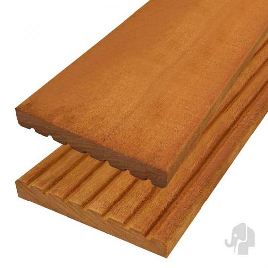 Elephant vlonderplank Kapur hardhout 2,1 x 14,5 x 245 cm – groeven profiel / vlak geschaafd