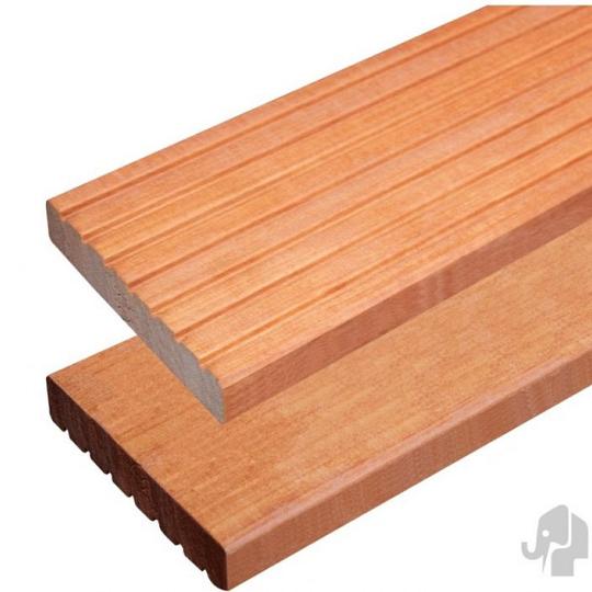 Elephant vlonderplank Mukulungu hardhout 2,5 x 14,5 x 245 cm – groeven profiel / vlak geschaafd