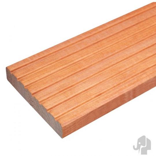 Elephant vlonderplank Mukulungu hardhout 2,5 x 14,5 x 245 cm – groeven profiel / vlak geschaafd