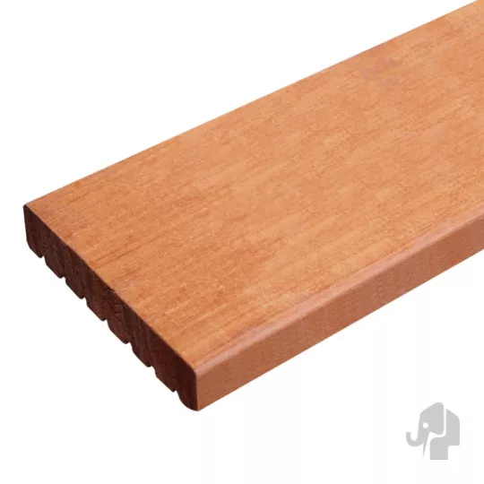 Elephant vlonderplank Mukulungu hardhout 2,5 x 14,5 x 425 cm – groeven profiel / vlak geschaafd