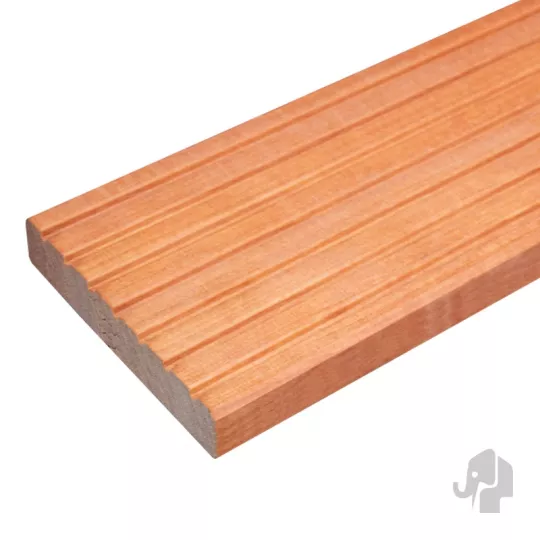 Elephant vlonderplank Mukulungu hardhout 2,5 x 14,5 x 485 cm – groeven profiel / vlak geschaafd