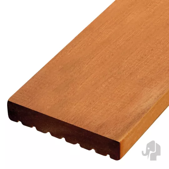 Elephant vlonderplank Bangkirai hardhout – 2,8 x 14,5 x 365 cm | Groeven profiel / vlak geschaafd