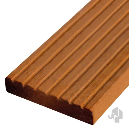 Elephant vlonderplank Kapur hardhout 2,8 x 14,5 x 335 cm – groeven profiel / vlak geschaafd