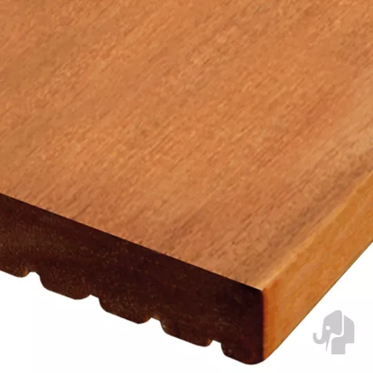 Elephant vlonderplank Kapur hardhout 2,8 x 14,5 x 490 cm – groeven profiel / vlak geschaafd
