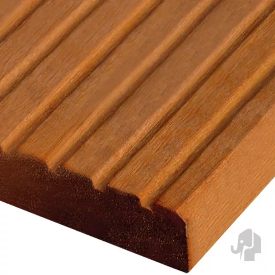 Elephant vlonderplank Bangkirai hardhout – 2,8 x 14,5 x 335 cm | Groeven profiel / vlak geschaafd