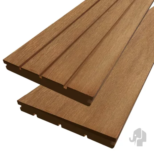 Elephant Vlonderplank Kapur (Clip) Hardhout 2,8x19x305 cm – Diepe Groeven Profiel / Vlak Geschaafd