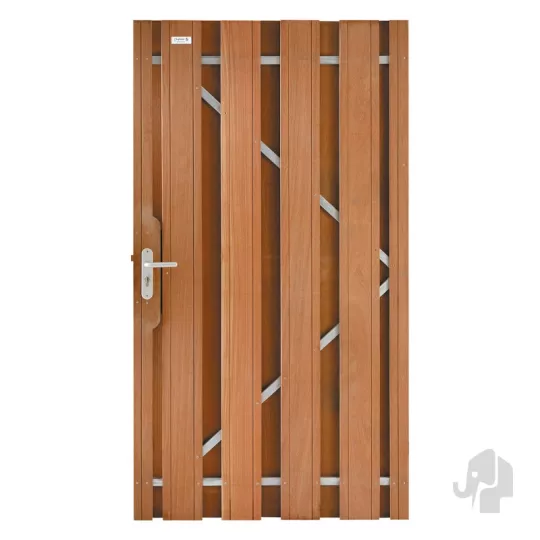 Elephant tuindeur met stalen frame Bangkirai hardhout – 5,2 x 100 x 180 cm – V-groeven – incl. besla