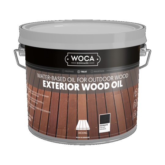 Woca Exterior Oil Antraciet 2,5 ltr – Beschermt en verdiept de kleur van uw hout